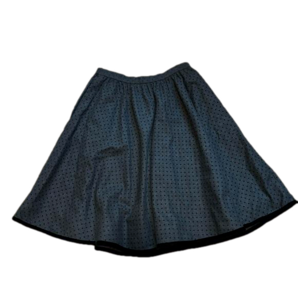 Oscar de la Renta Studio Vintage Grey and Black Dotted Wool Skirt Size 12